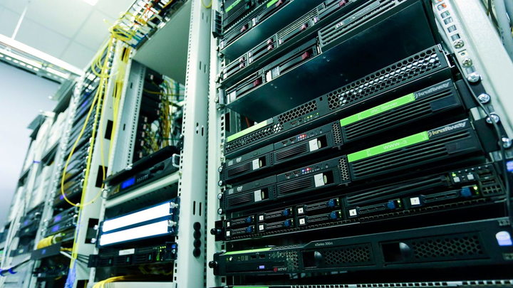 Modern server racks supporting business data backup and recovery
